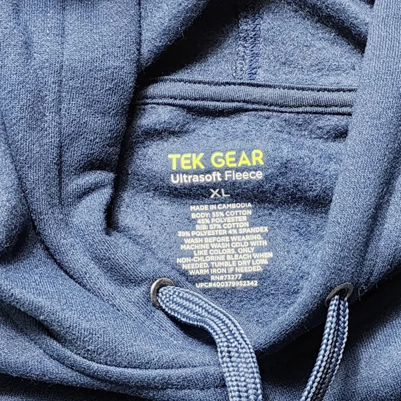 Men's Tek Gear Ultra Soft Fleece Blue Hoodie Size XL - Picture 3 of 8